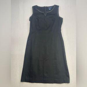 Ann Taylor Petite Black Sheath Dress Contrast Stitch 4P